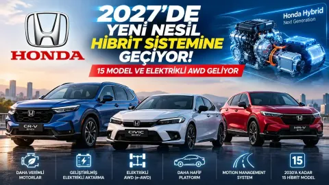 Honda, 2027'de Yeni Nesil Hibrit Sistemine Geçiyor! 15 Model ve Elektrikli AWD Geliyor
