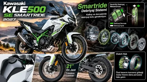 2027 Kawasaki KLE500 SE Smartride Tanıtıldı! Debriyaj Kullanmadan Kalkış, Tubeless Lastikler ve Fiyatı Açıklandı
