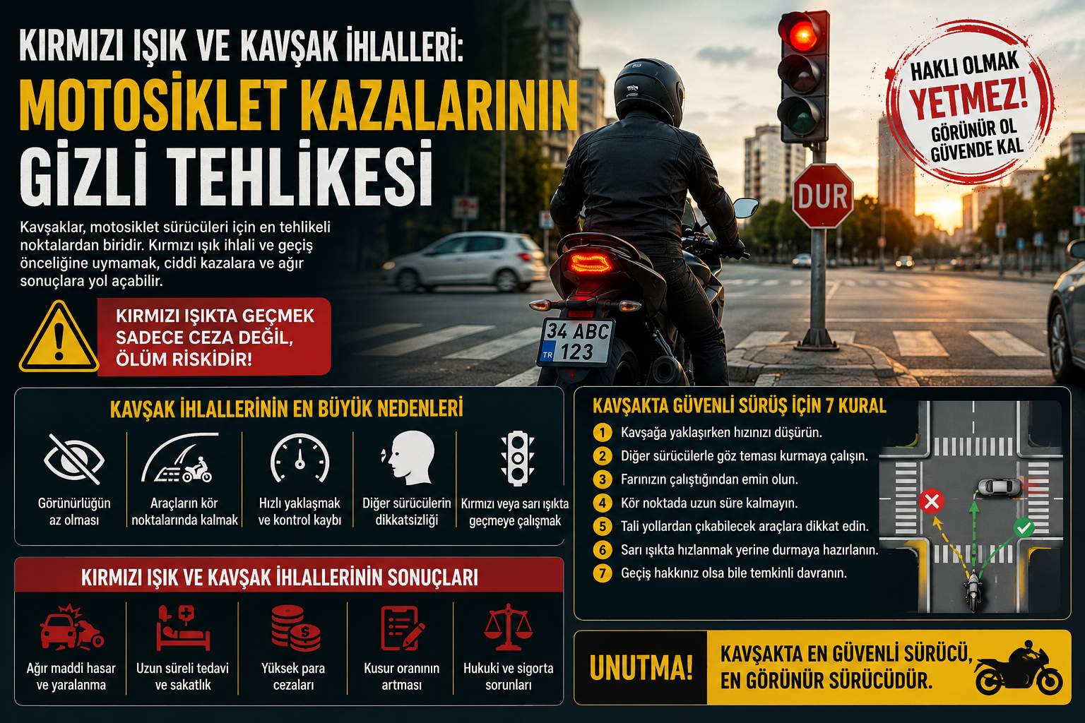 Kırmızı Işık ve Kavşak İhlalleri: Motosiklet Kazalarının Gizli Tehlikesi
