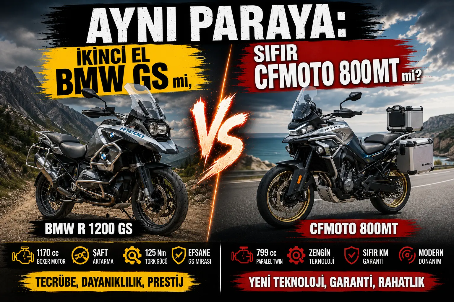 Aynı Paraya: İkinci El BMW R 1200 GS mi, Sıfır CFMOTO 800MT mi?