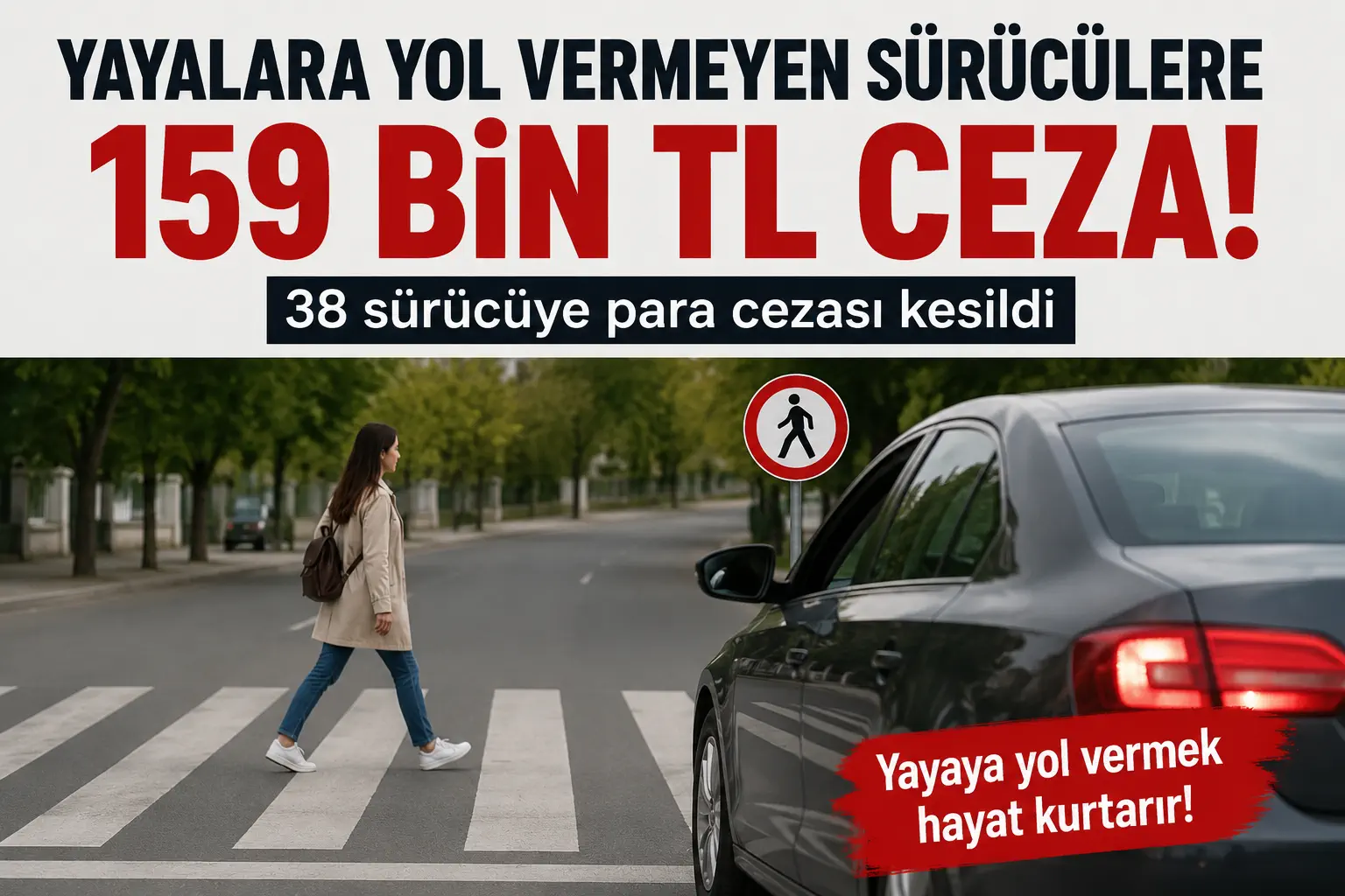 Yayalara Yol Vermeyen 38 Sürücüye 159 Bin TL Ceza