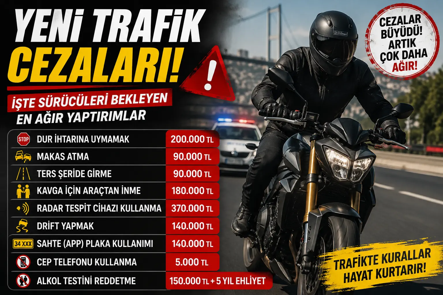 Yeni Trafik Cezaları Resmen Değişti!