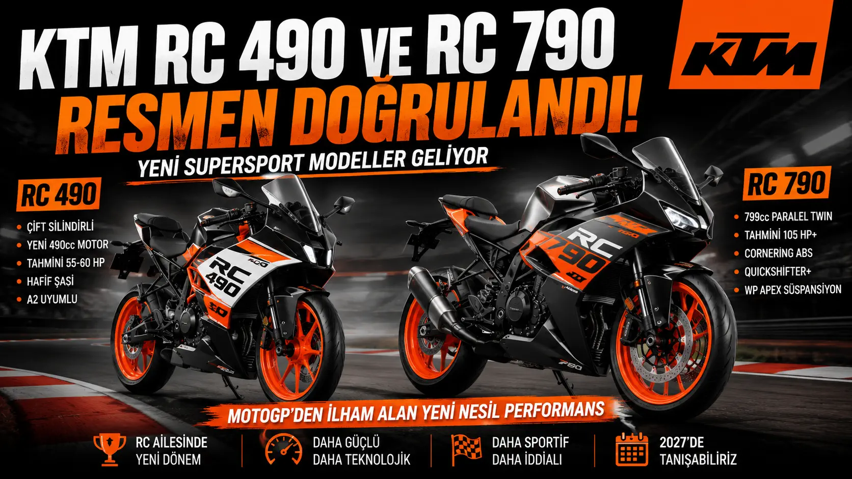 KTM RC 490 ve RC 790 Resmen Doğrulandı! Yeni Supersport Modeller Geliyor