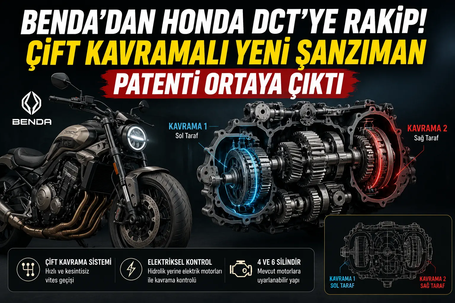Benda’dan Honda DCT’ye Rakip! Çift Kavramalı Yeni Şanzıman Patenti Ortaya Çıktı