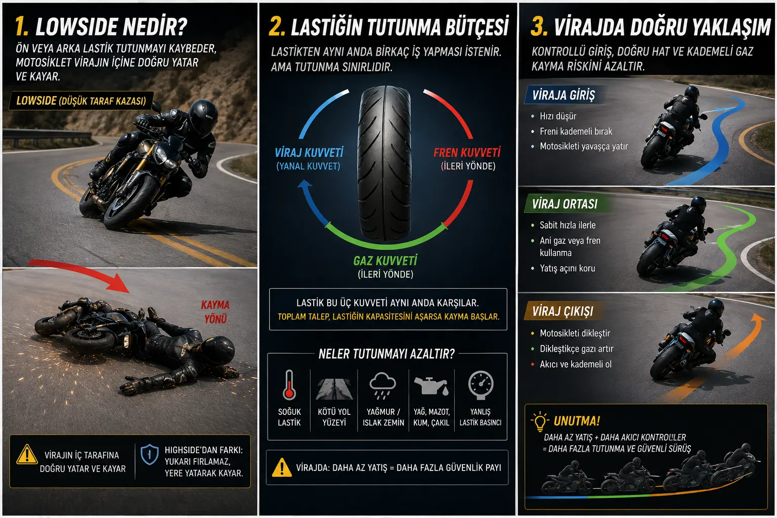 Virajda Motosiklet Neden Kayar? Lowside Kazalarının Arkasındaki Fizik