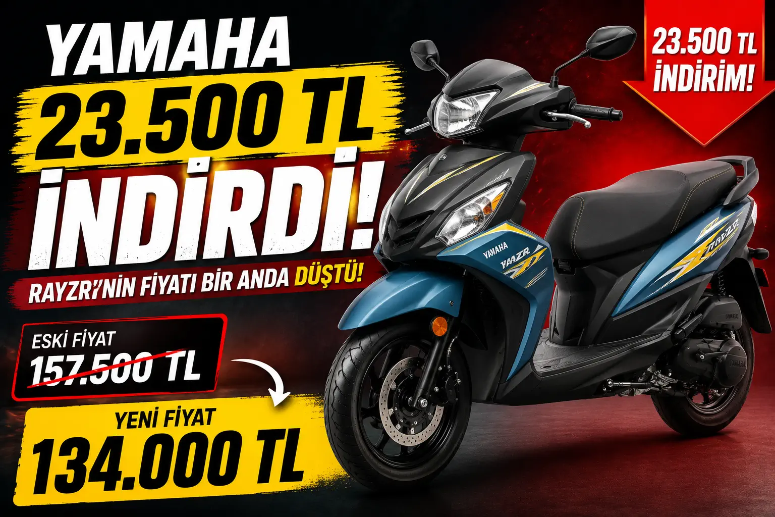 Yamaha RayZR’nin Fiyatı Bir Anda 23.500 TL Düştü: Yeni Fiyat 134.000 TL!