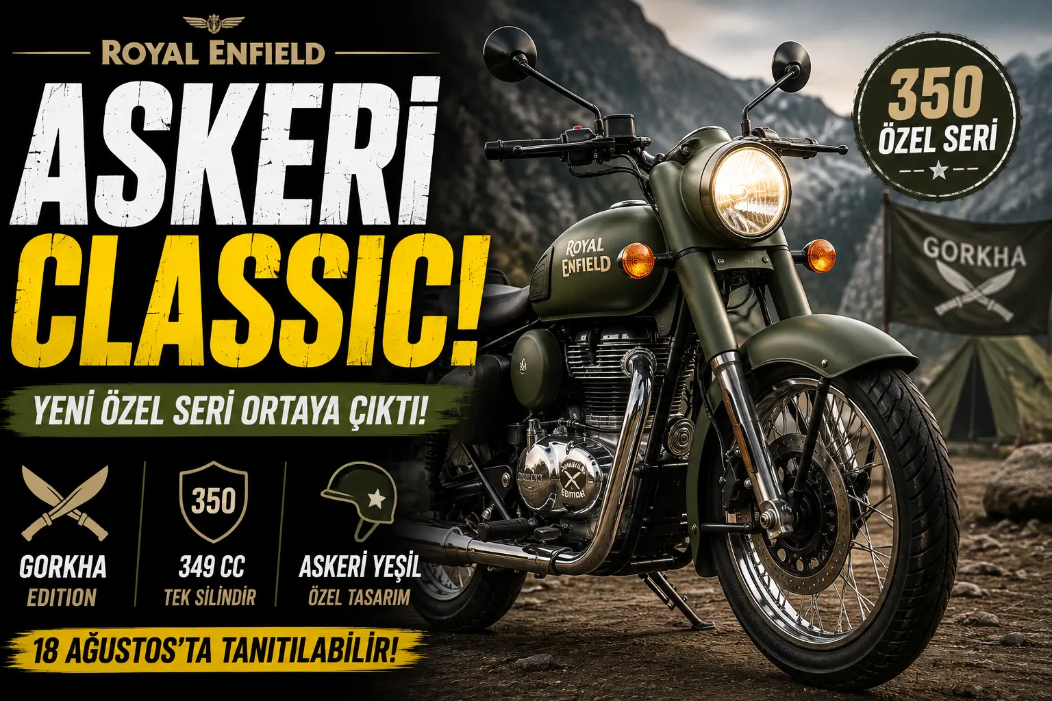 Royal Enfield Classic 350 Gorkha Edition Ortaya Çıktı: Askeri Yeşil Özel Seri Geliyor