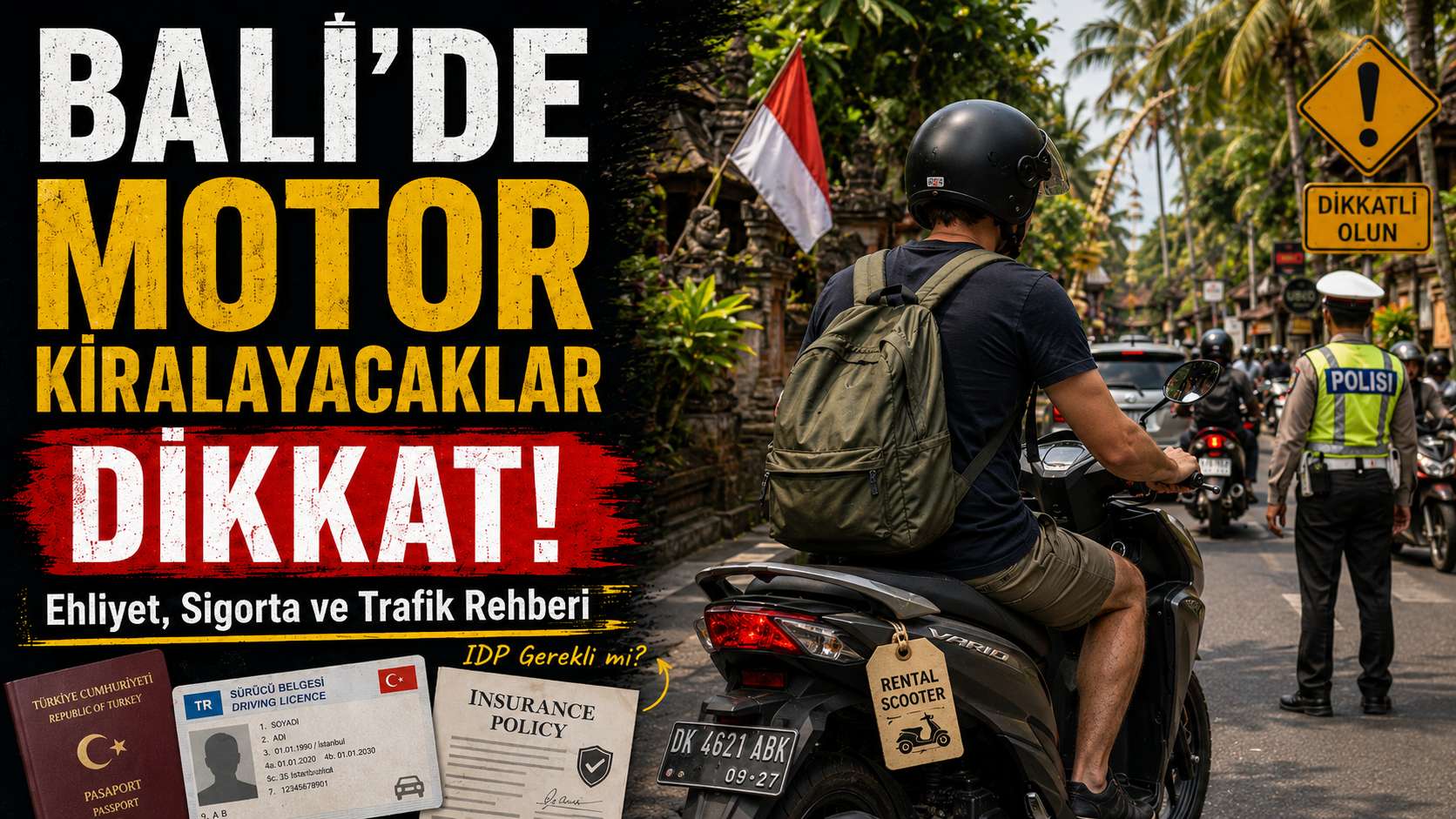 Bali’de Scooter Kiralayacaklar Dikkat! Endonezya’da Ehliyet, Sigorta ve Trafikte Bilmeniz Gereken 30 Şey