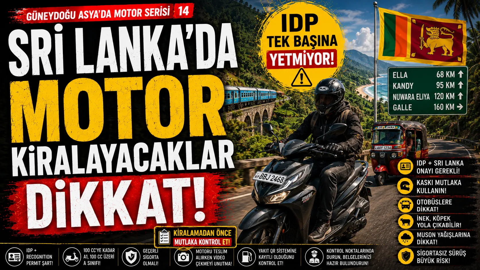 Sri Lanka’da Motosiklet Kiralayacaklar Dikkat! IDP, Yerel Onay, Sigorta ve Trafikte Bilmeniz Gereken 30 Şey