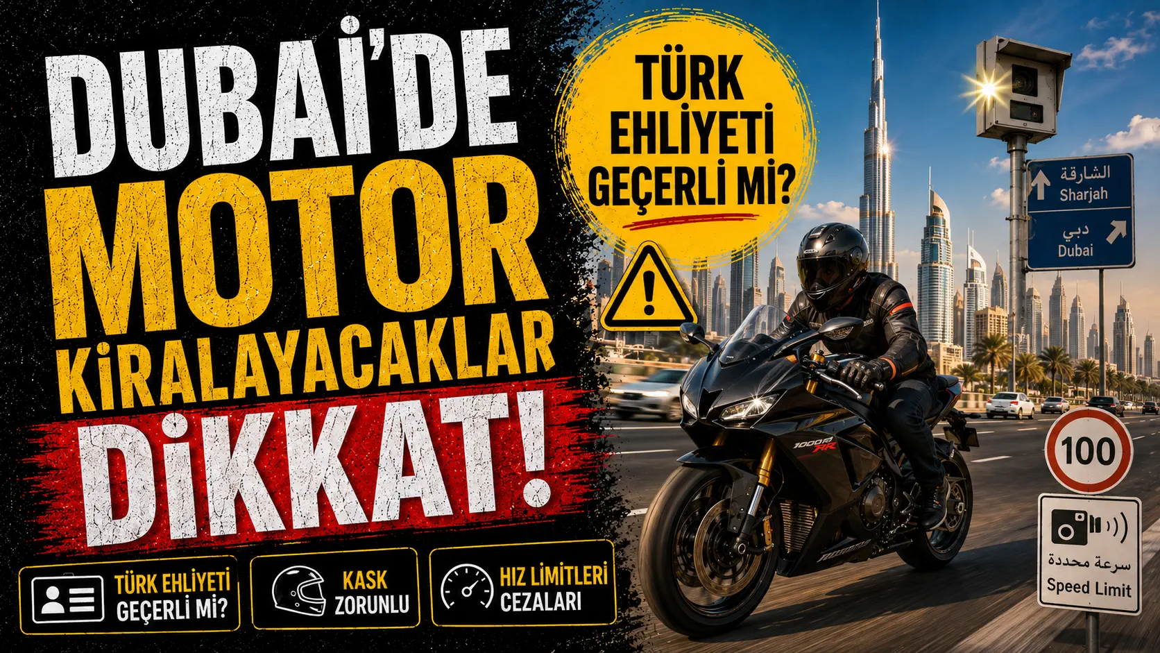 Dubai ve BAE’de Motosiklet Kiralayacaklar Dikkat! Türk Ehliyeti, IDP, Sigorta ve Trafikte Bilmeniz Gereken 30 Şey