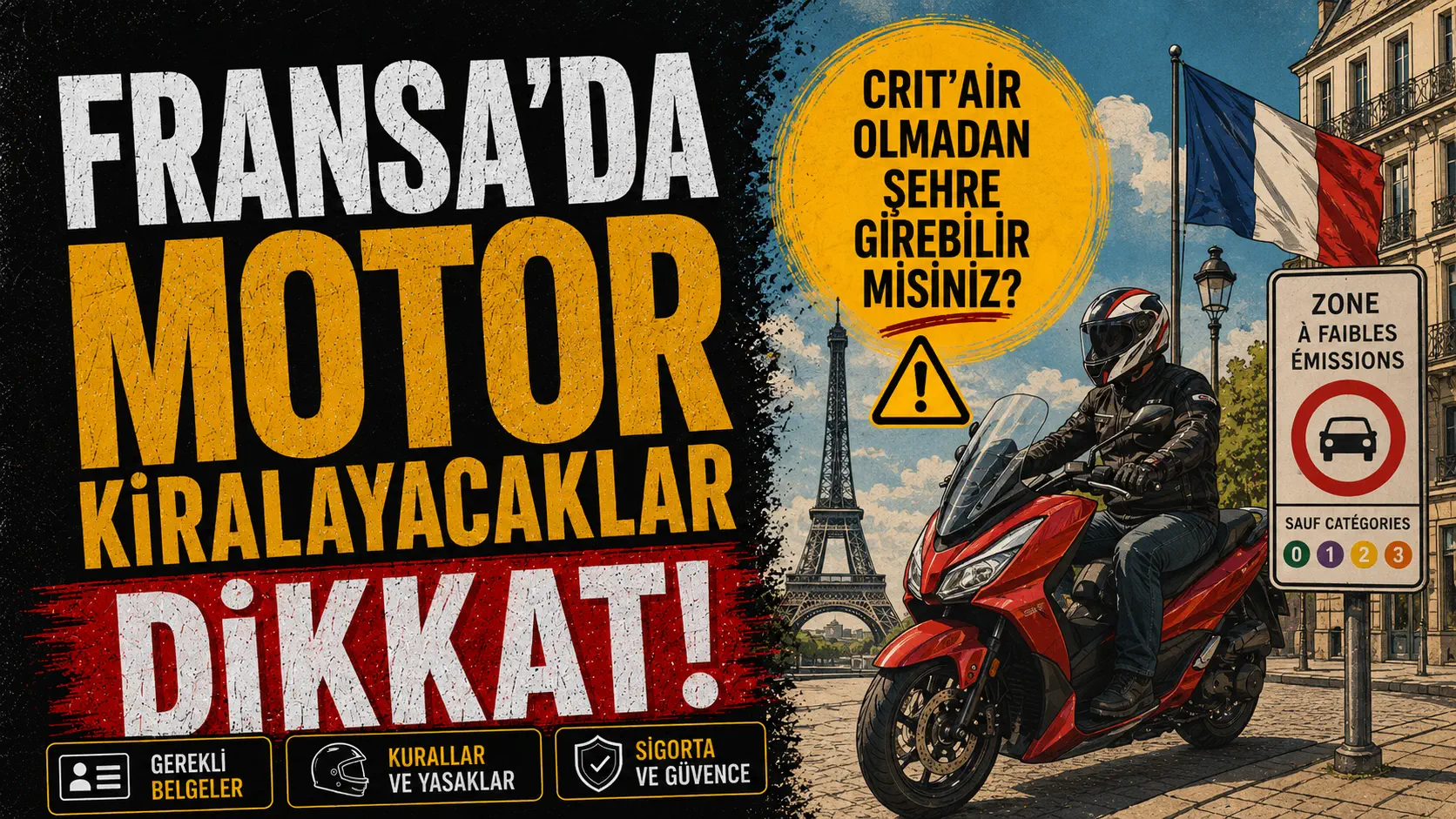 Fransa’da Motosiklet Kiralayacaklar Dikkat! Türk Ehliyeti, IDP, Crit’Air, Sigorta ve Trafikte Bilmeniz Gereken 30 Şey