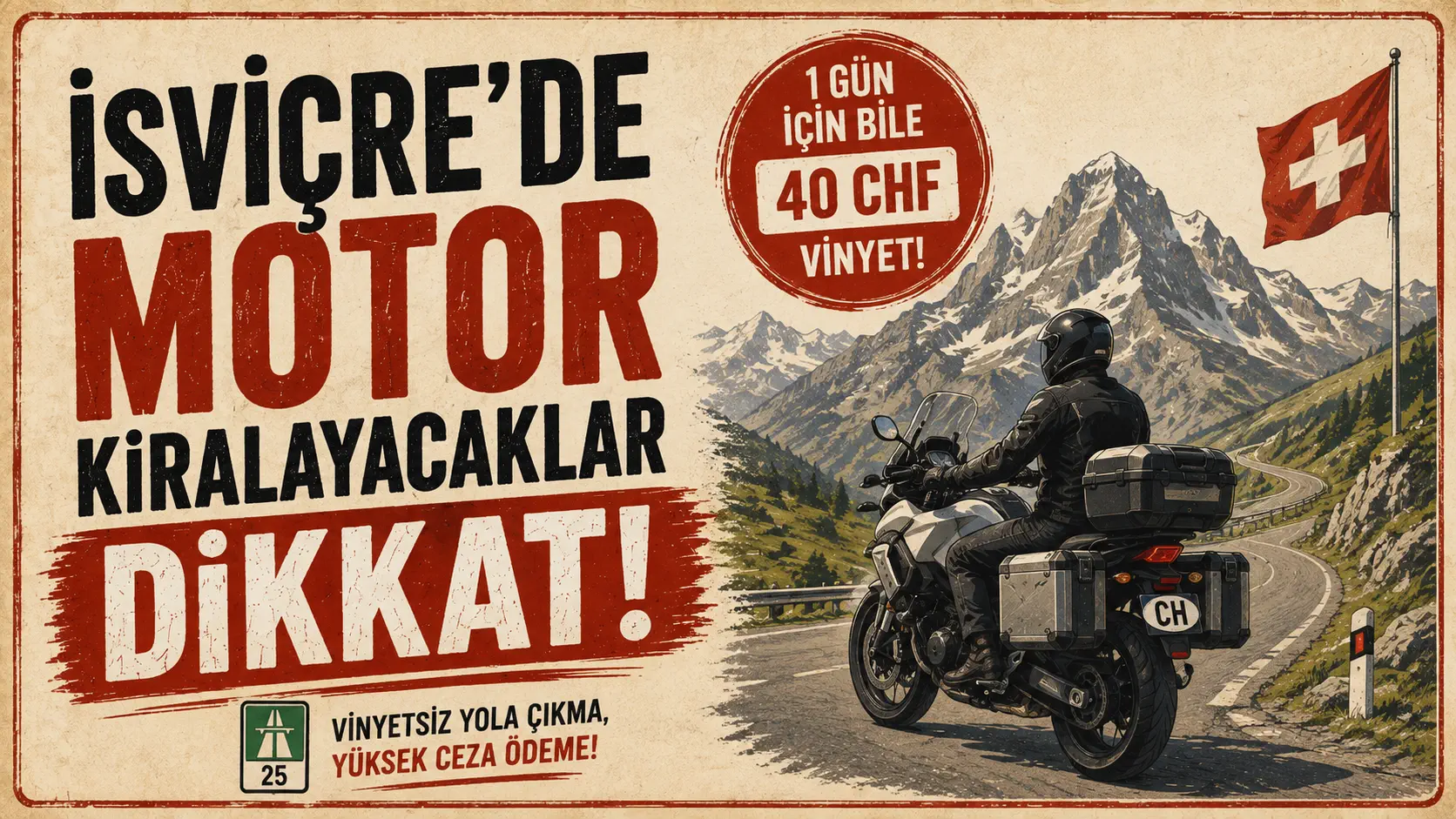 İsviçre’de Motosiklet Kiralayacaklar Dikkat! Türk Ehliyeti, Vinyet, Sigorta ve Alp Yollarında Bilmeniz Gereken 30 Şey