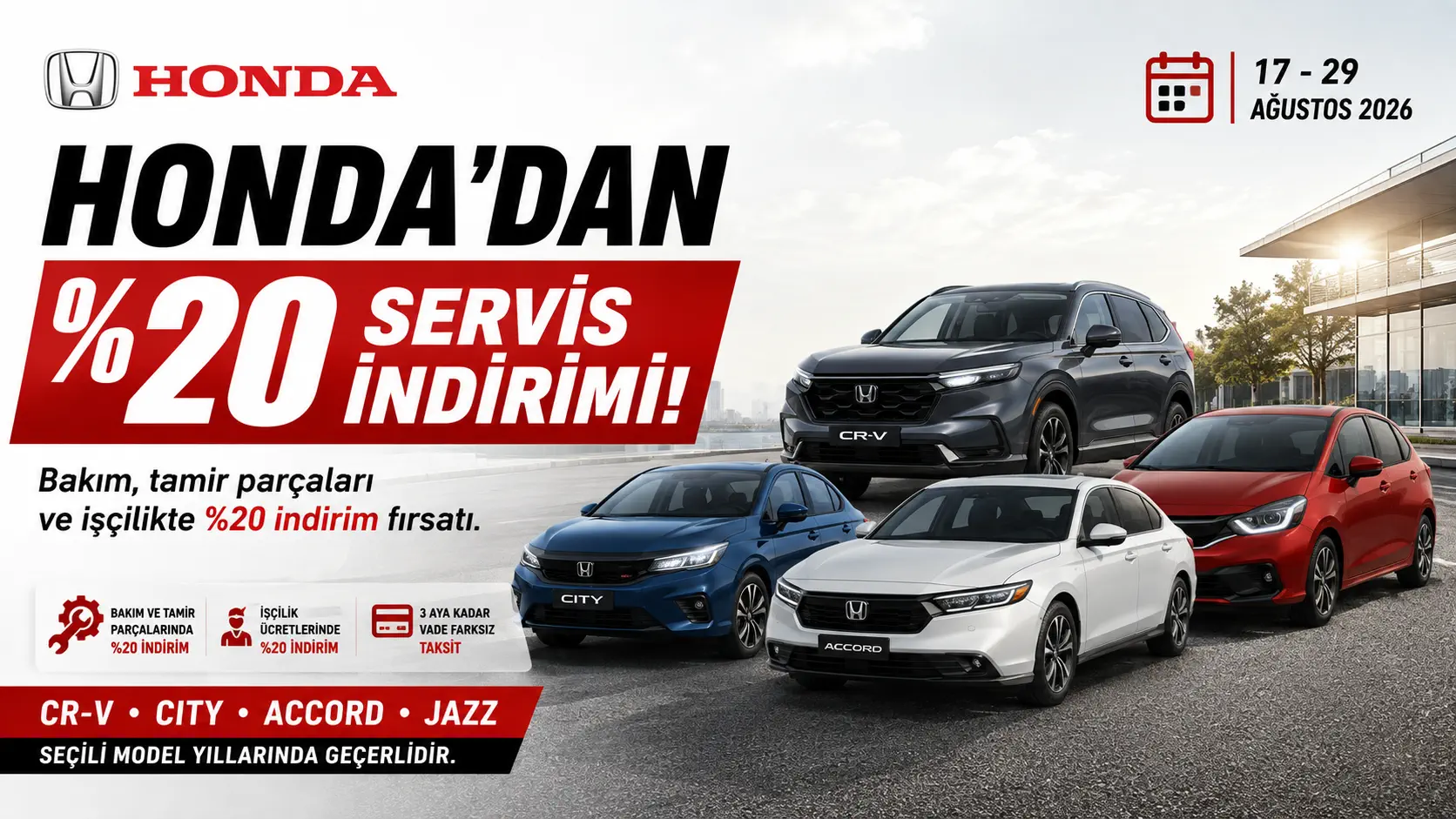 Honda’dan CR-V, City, Accord ve Jazz Sahiplerine %20 İndirim Kampanyası