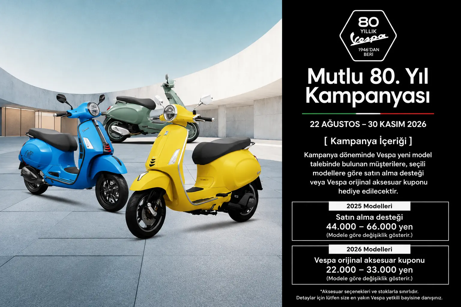 Vespa 80. Yıl Kampanyası Başladı: Yeni Vespa Alanlara 66.000 Yen’e Kadar Destek