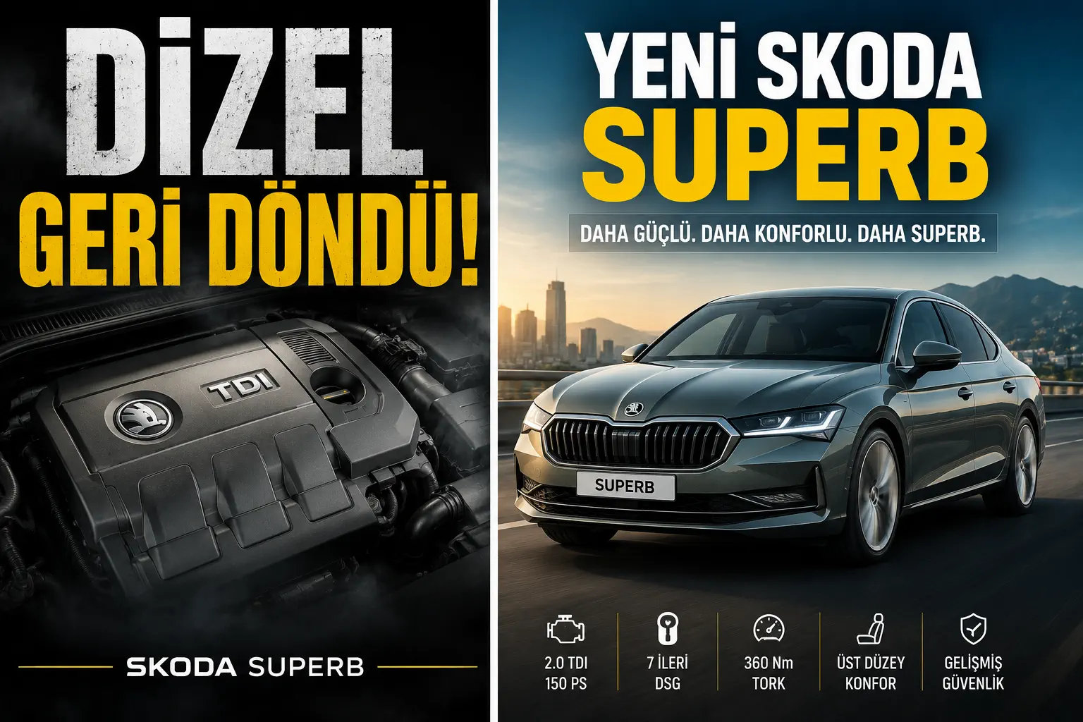 Skoda Superb Dizel Geri Dönüyor: 2.0 TDI, DSG ve 360 Nm