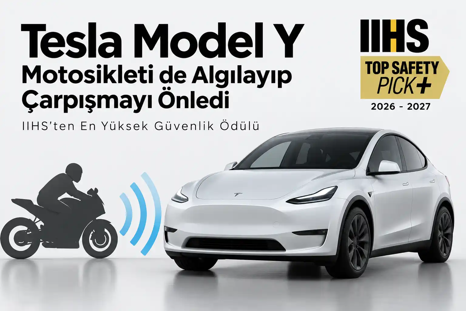 Tesla Model Y Güvenlik Testinde Zirvede: Motosikleti de Algılayıp Çarpışmayı Önledi