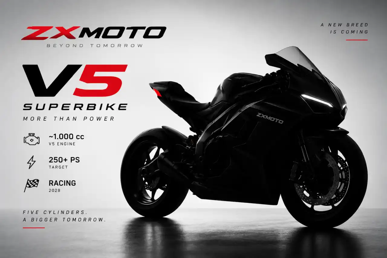 ZXMOTO 5 Silindirli V5 Superbike Geliştiriyor: 250 PS Üzeri Güç Hedefleniyor