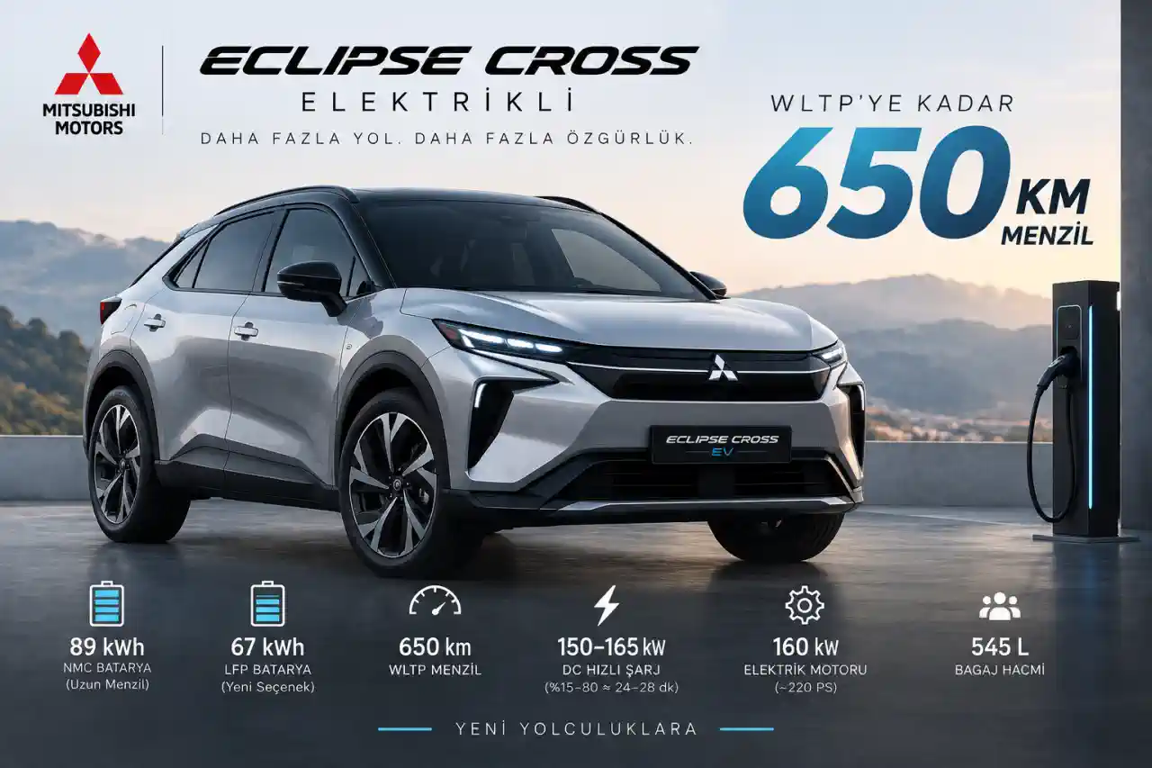 Yeni Mitsubishi Eclipse Cross Elektrikli: Türkiye’ye Gelecek mi? 67 ve 89 kWh Batarya, 650 Km Menzil ve Tüm Teknik Özellikleri