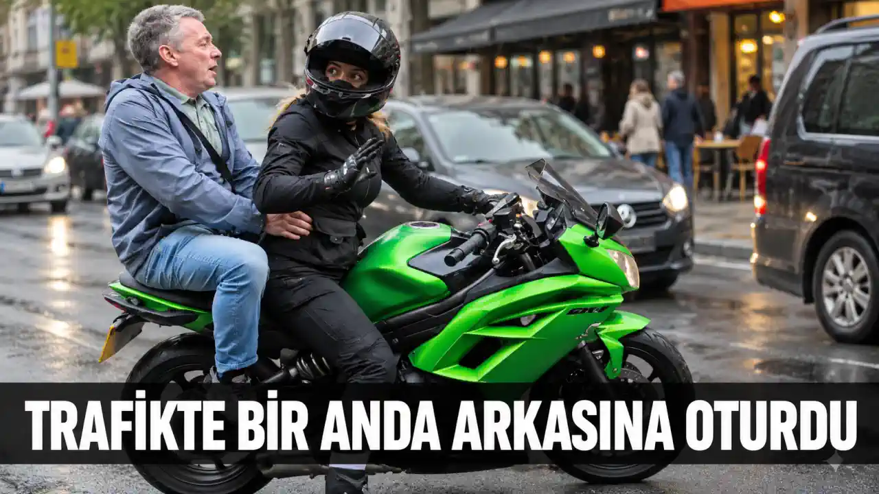 Trafikte Bir Anda Arkasına Oturdu: Kadın Motosikletçi Tokat Attı, Neredeyse Düşüyordu
