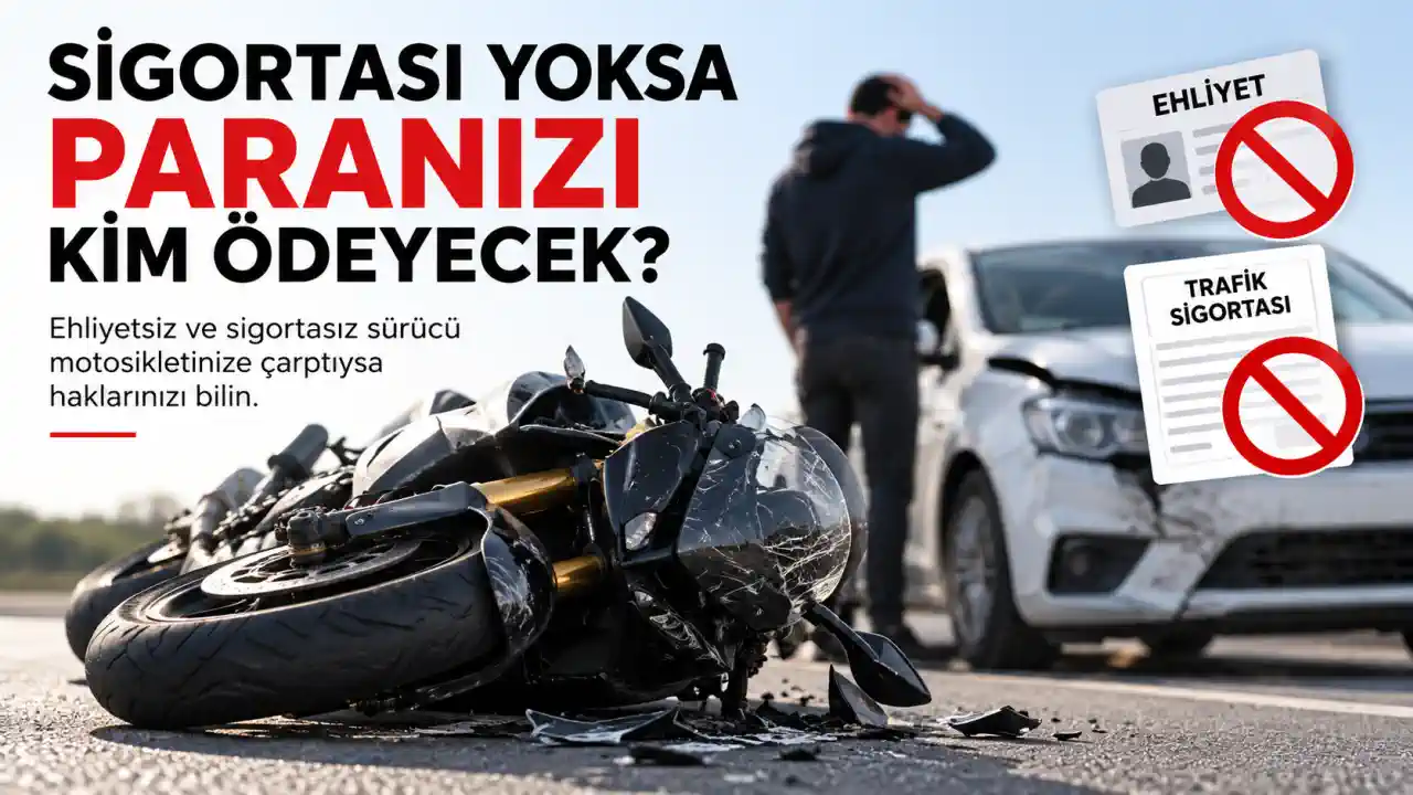 Ehliyetsiz ve Sigortasız Biri Motosikletinize Çarptı: Paranızı Kimden Alacaksınız?