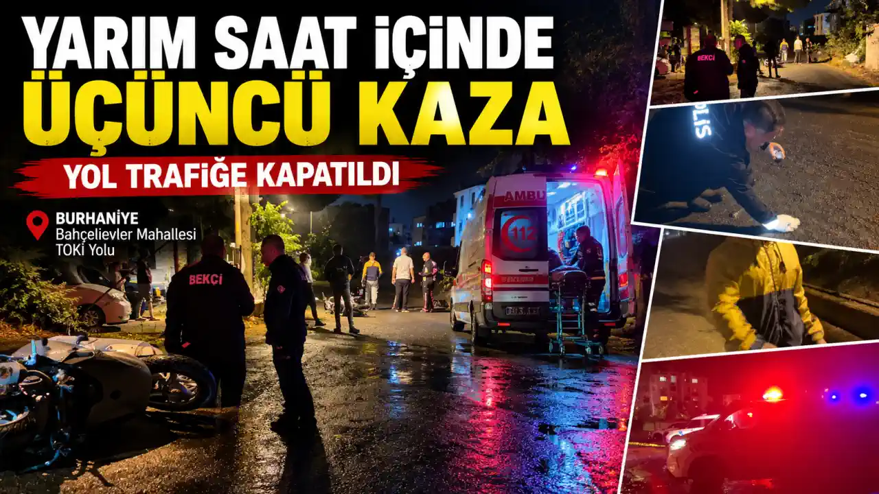 Burhaniye’de Yarım Saat İçinde Üçüncü Motosiklet Kazası: Yol Trafiğe Kapatıldı