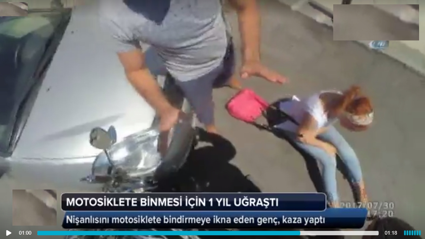 Kız arkadaşını binmek için ikna etti ama o an kaza geçirdiler