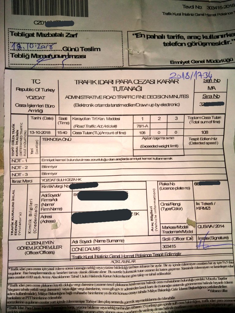 Motosiklet Sürücüsüne Emniyet Kemeri Cezası Kesildi