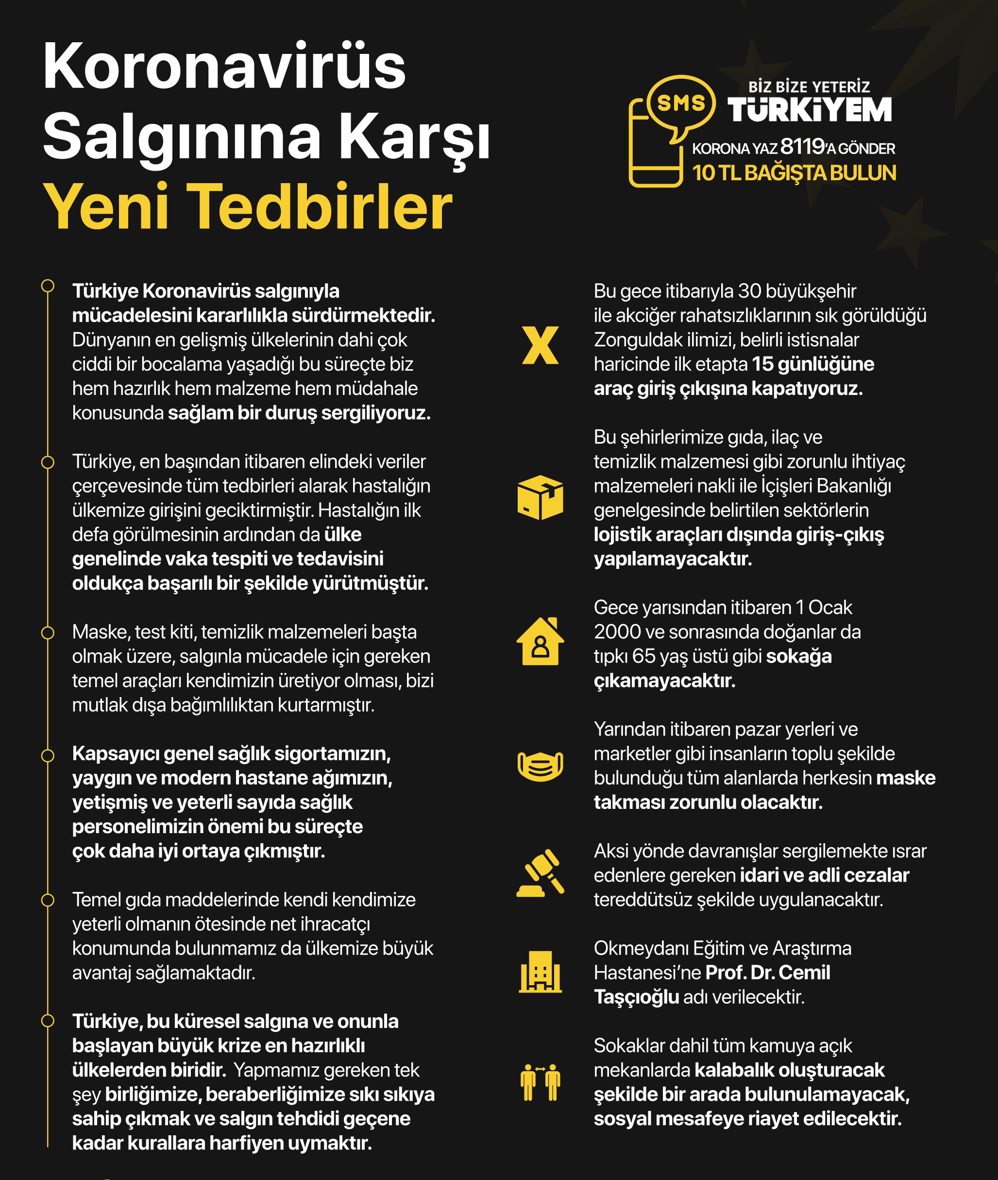 Corona Virüsüne Karşı Yeni Tedbirler