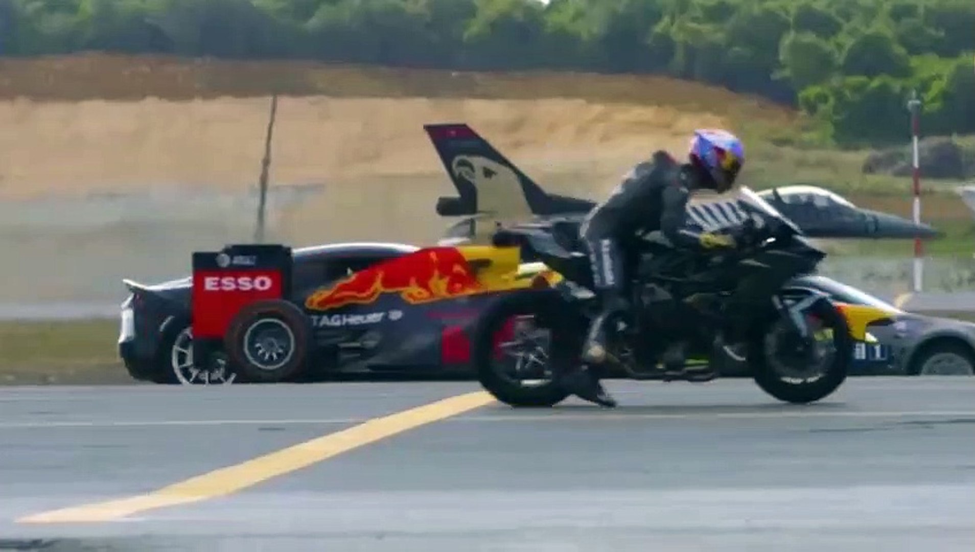 Kawasaki Ninja H2R Vs F1 Car Vs F16 Jet Vs Super-Cars Vs PrivateJet Drag Race - The Ultimate Race