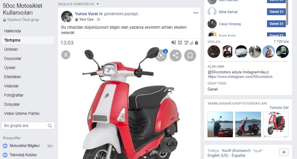50 cc Motosiklet Kullanıcıları Gurubu