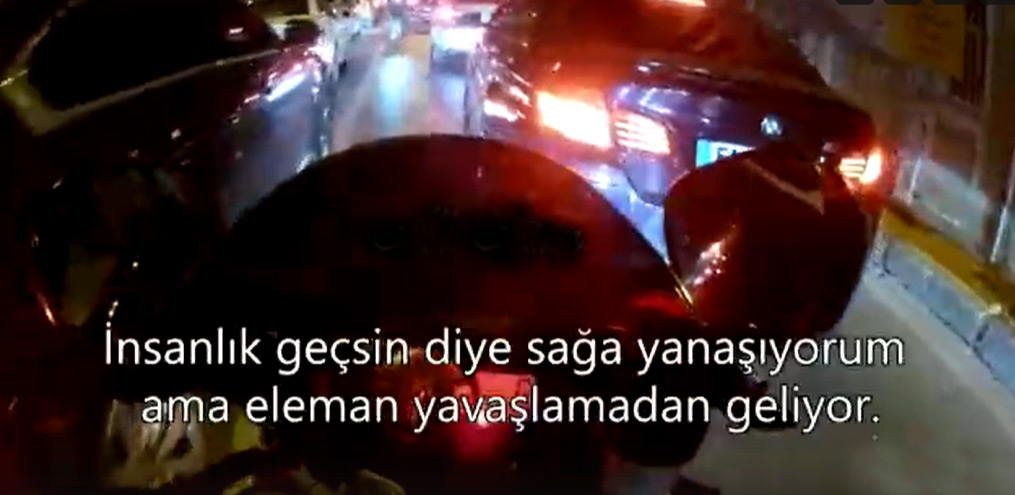 Trafikte Martı ile Motoruna çarpanları yakaladı