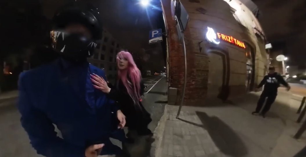 Biker Saves Girl from Creepy Man Chasing Her