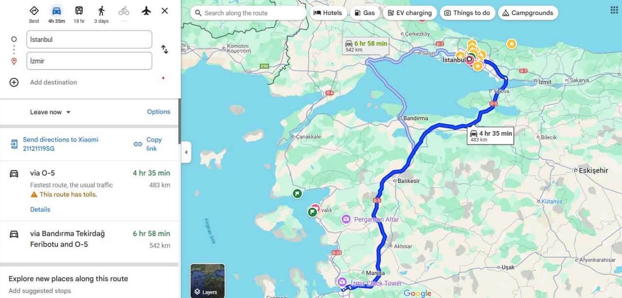 İstanbul'dan İzmir'e Parasız Yoldan Kaç Lira Tutar
