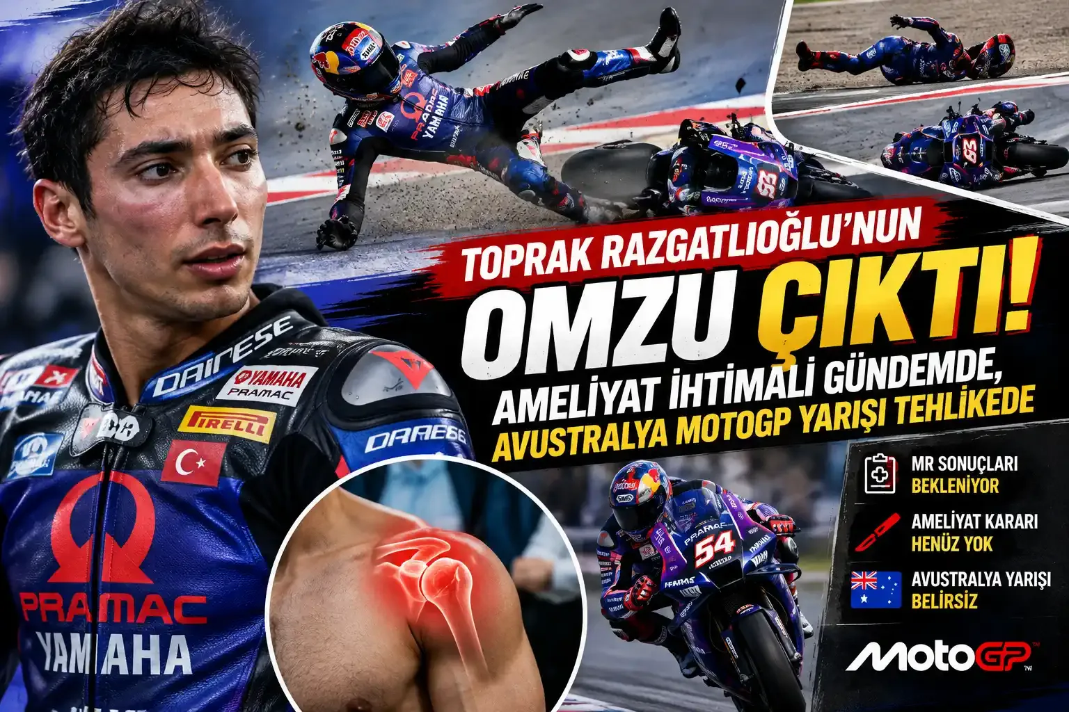 Toprak Razgatlıoğlu'nun Omzu Çıktı! Ameliyat İhtimali Gündemde, Avustralya MotoGP Yarışı Tehlikede