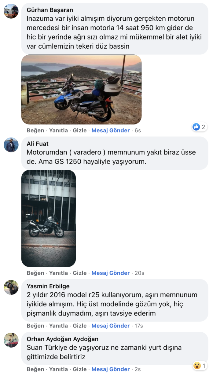 motosikletinizden memnun musunuz?