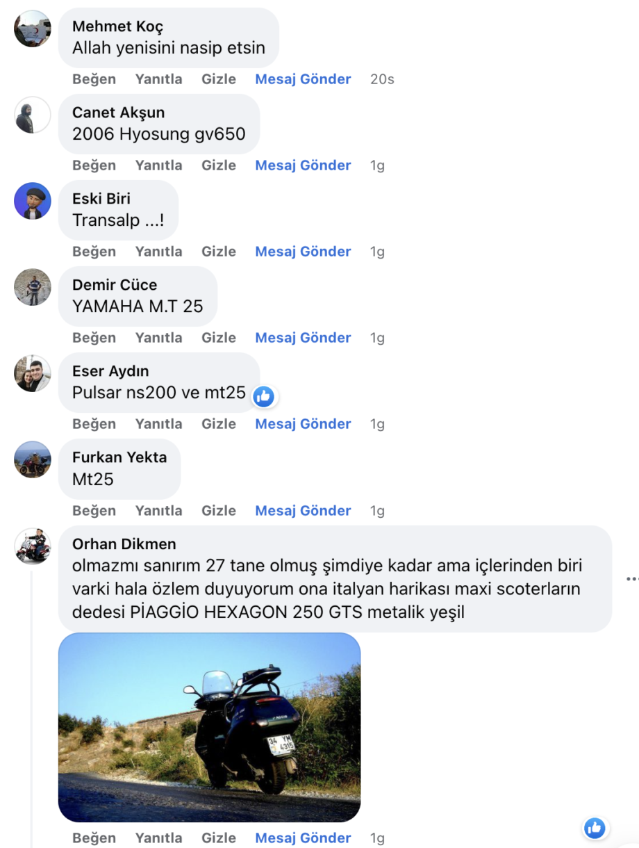 Sattığınıza pişman olduğunuz motosiklet oldu mu?