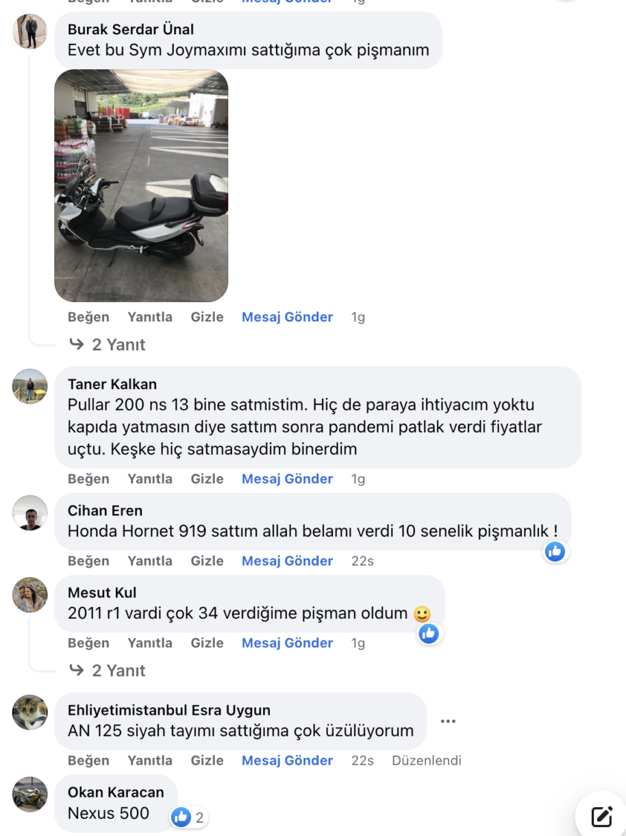 Sattığınıza pişman olduğunuz motosiklet oldu mu?