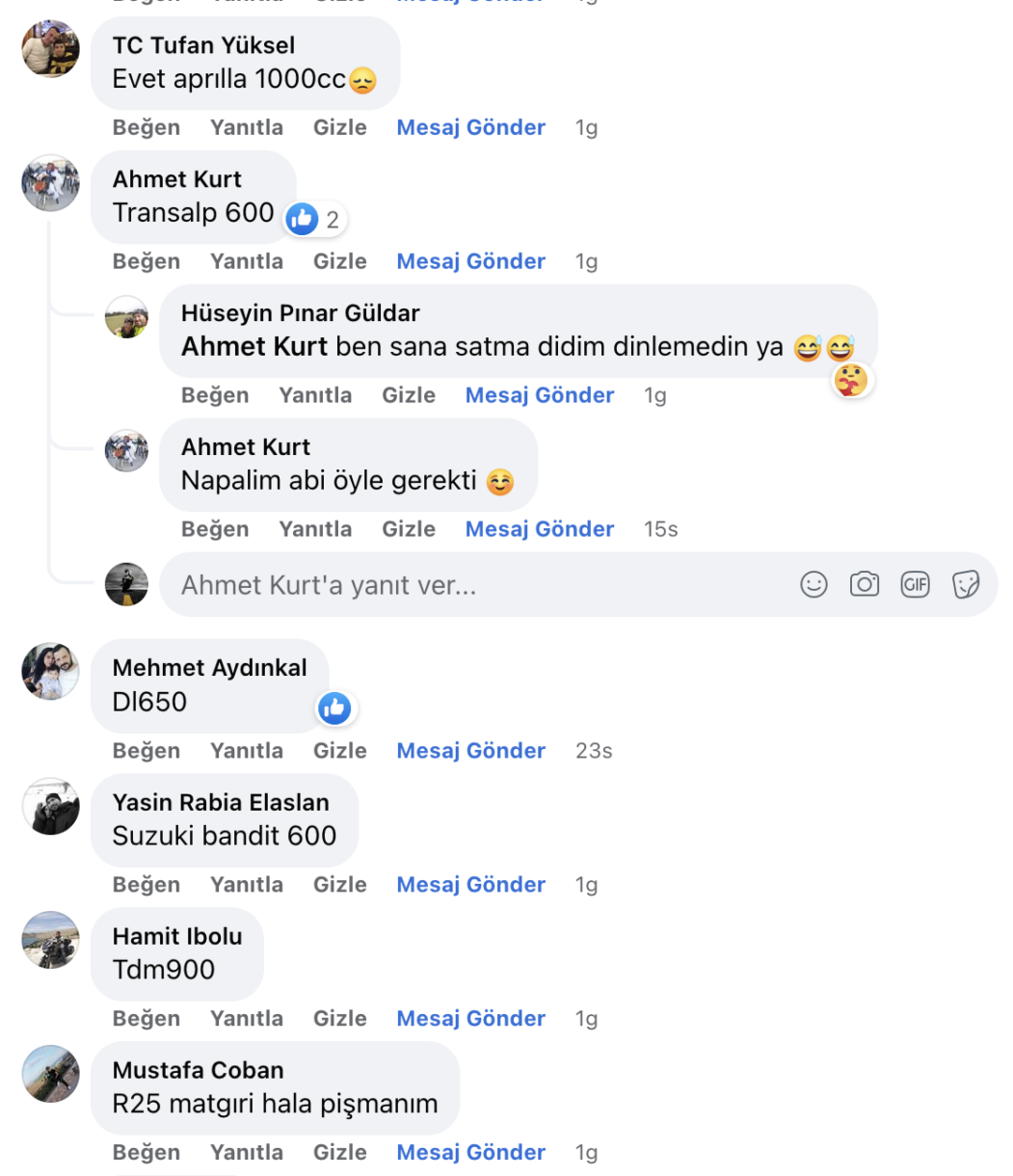 Sattığınıza pişman olduğunuz motosiklet oldu mu?