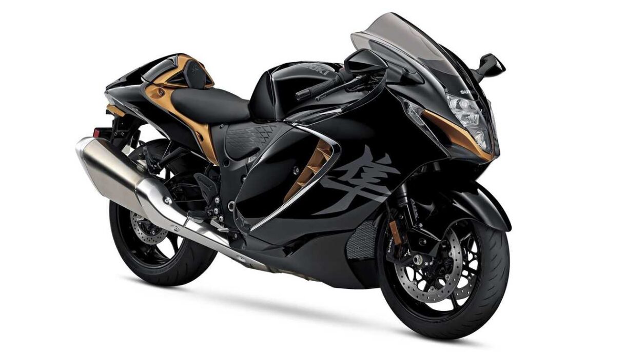 2022 suzuki hayabusa studio black and orange 3 4 front right