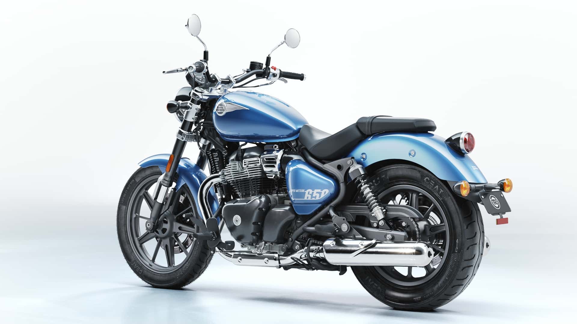 2023 royal enfield super meteor 650 astral blue left angle 2