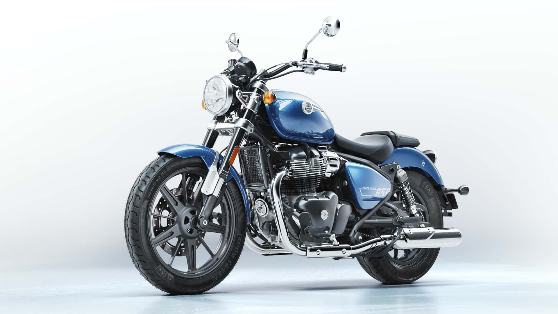 2023 royal enfield super meteor 650 astral blue left angle