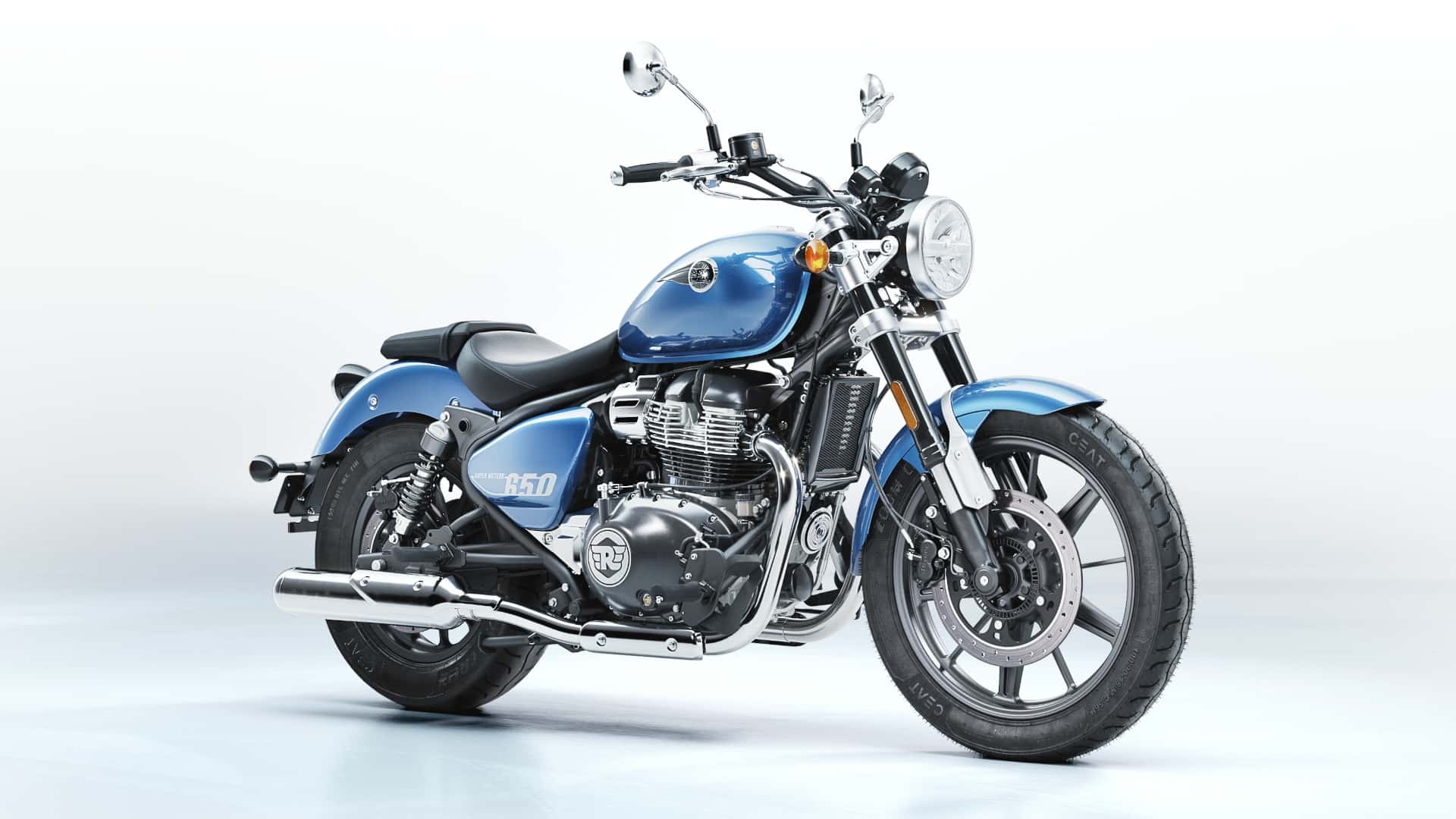 2023 royal enfield super meteor 650 astral blue right angle