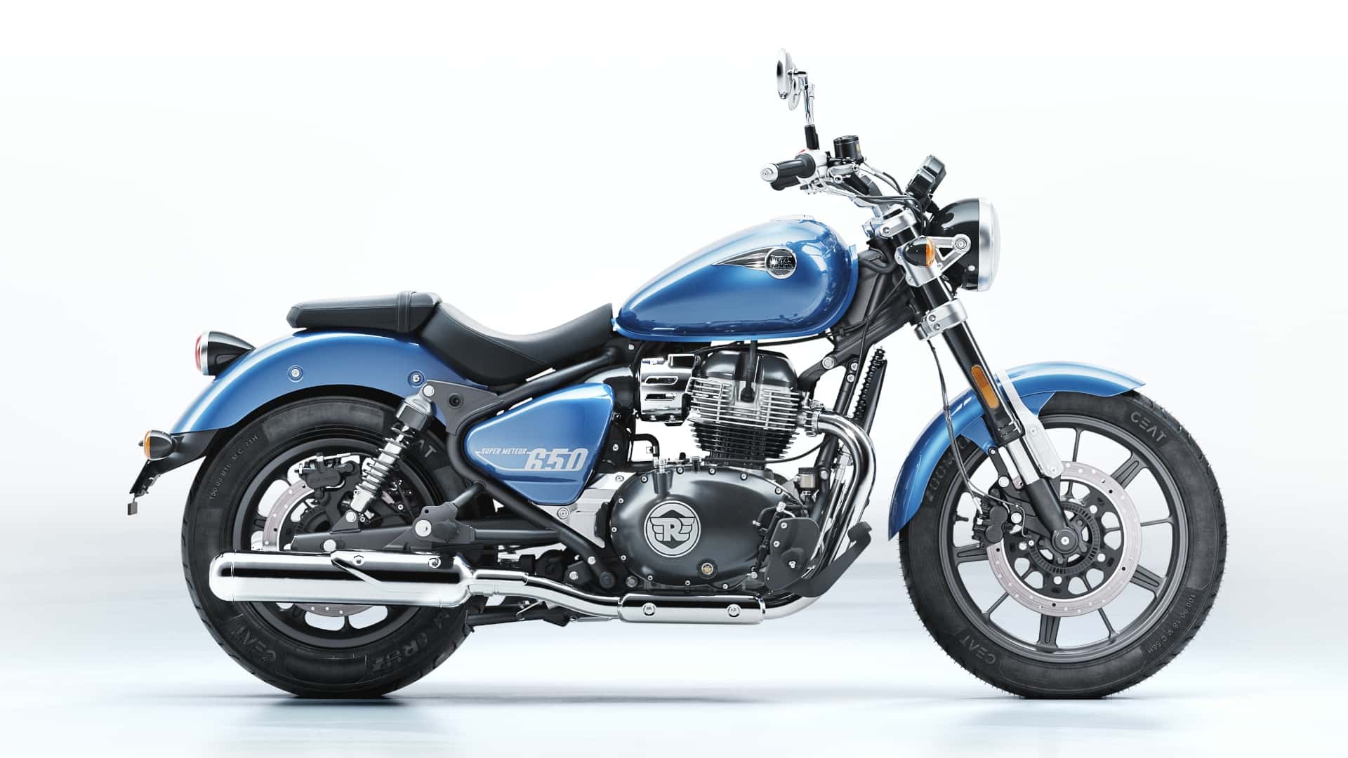 2023 royal enfield super meteor 650 astral blue right side