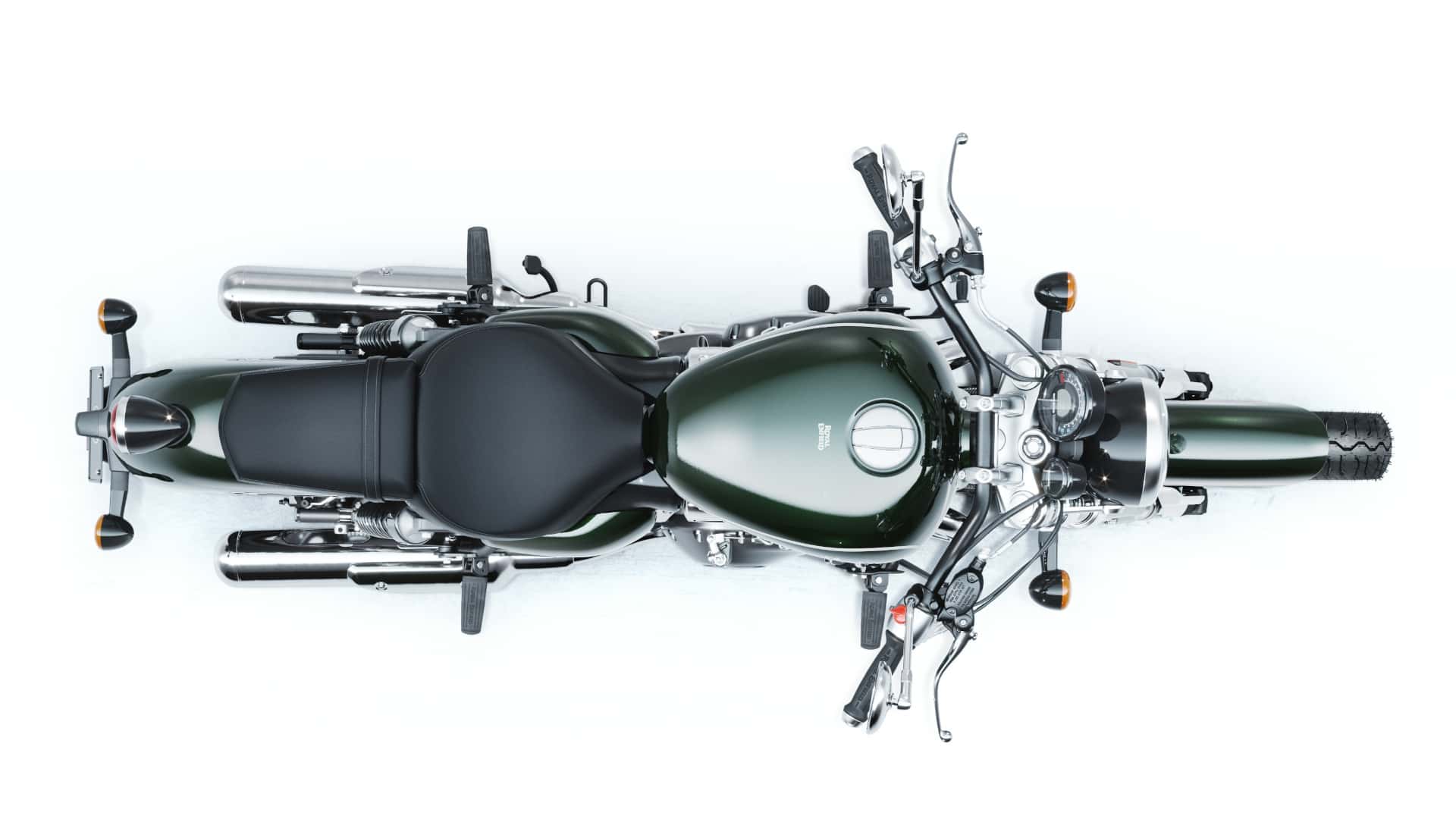 2023 royal enfield super meteor 650 astral green overhead view