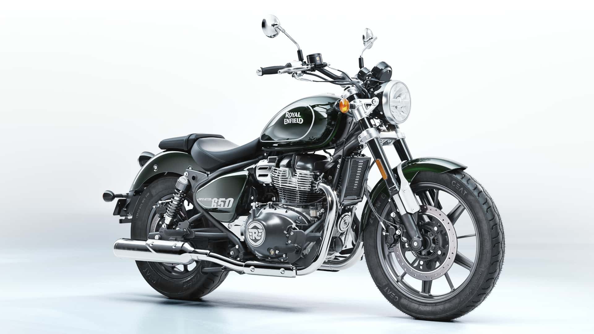 2023 royal enfield super meteor 650 astral green right angle