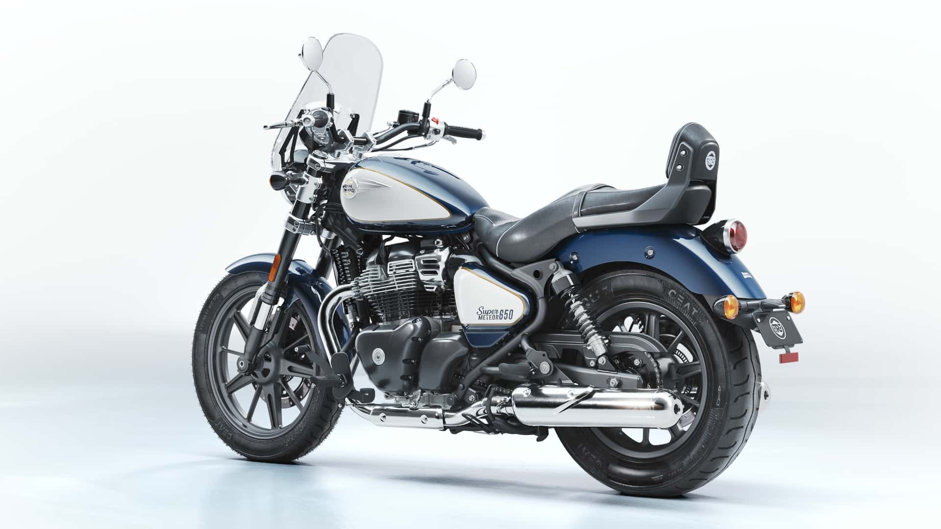 2023 royal enfield super meteor 650 celestial blue left angle 2