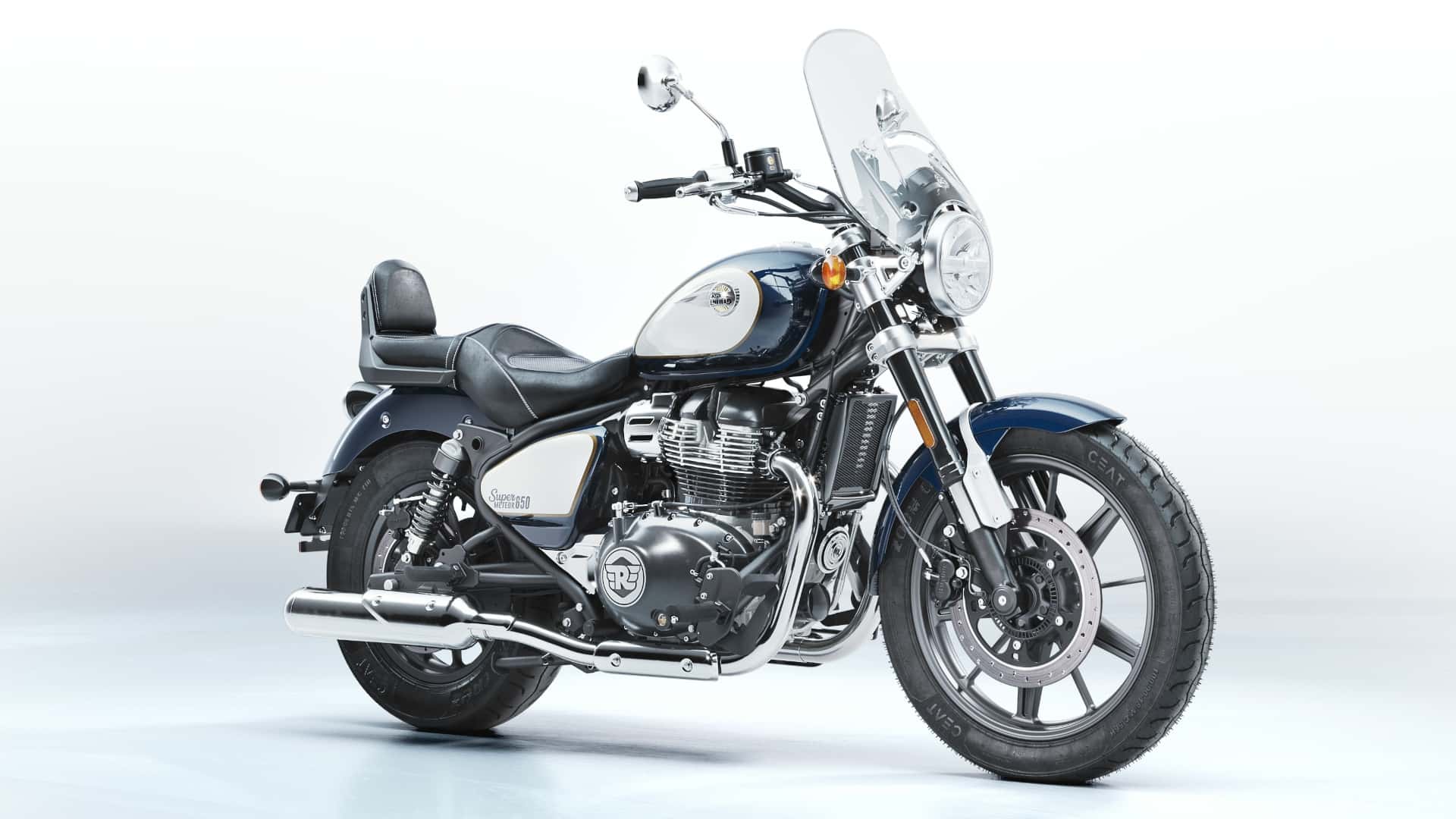 2023 royal enfield super meteor 650 celestial blue right angle