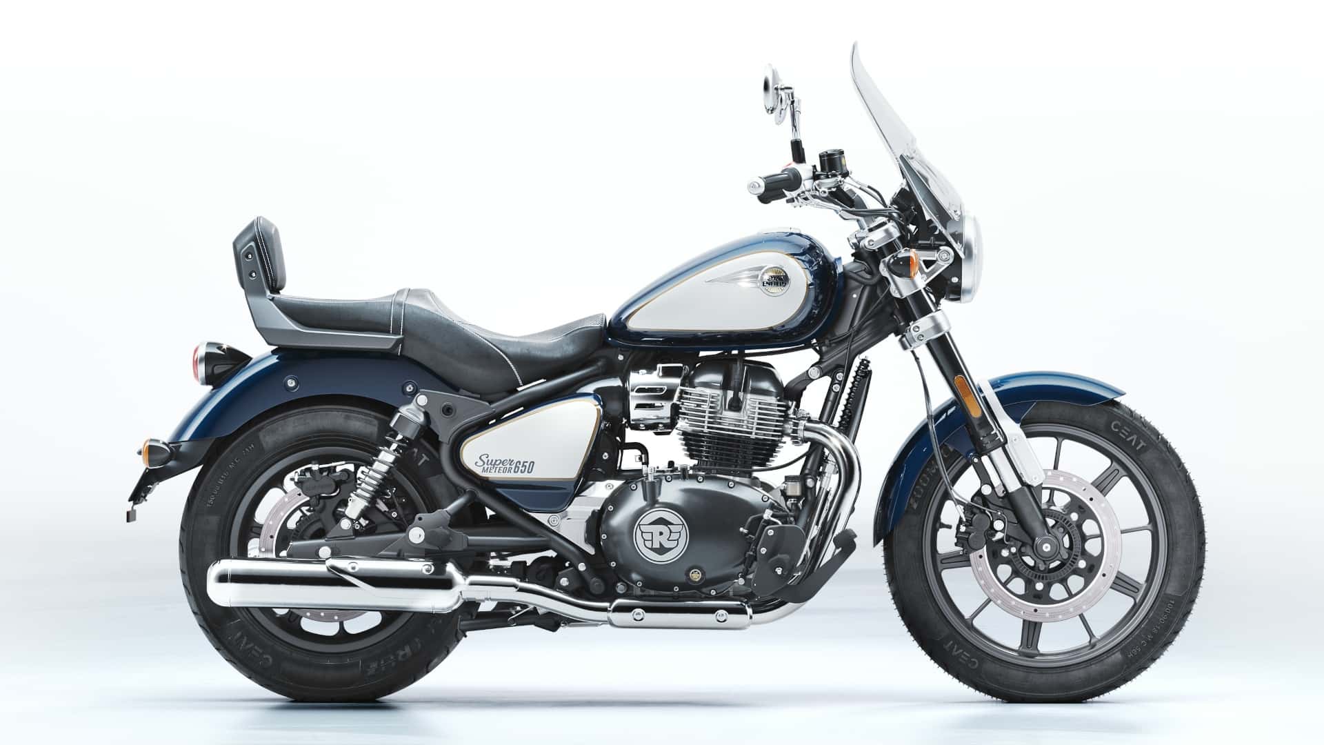 2023 royal enfield super meteor 650 celestial blue right side