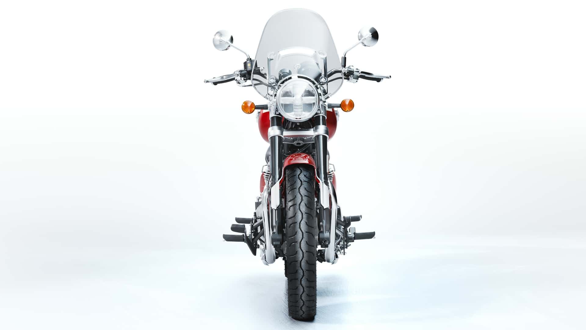 2023 royal enfield super meteor 650 celestial red front view