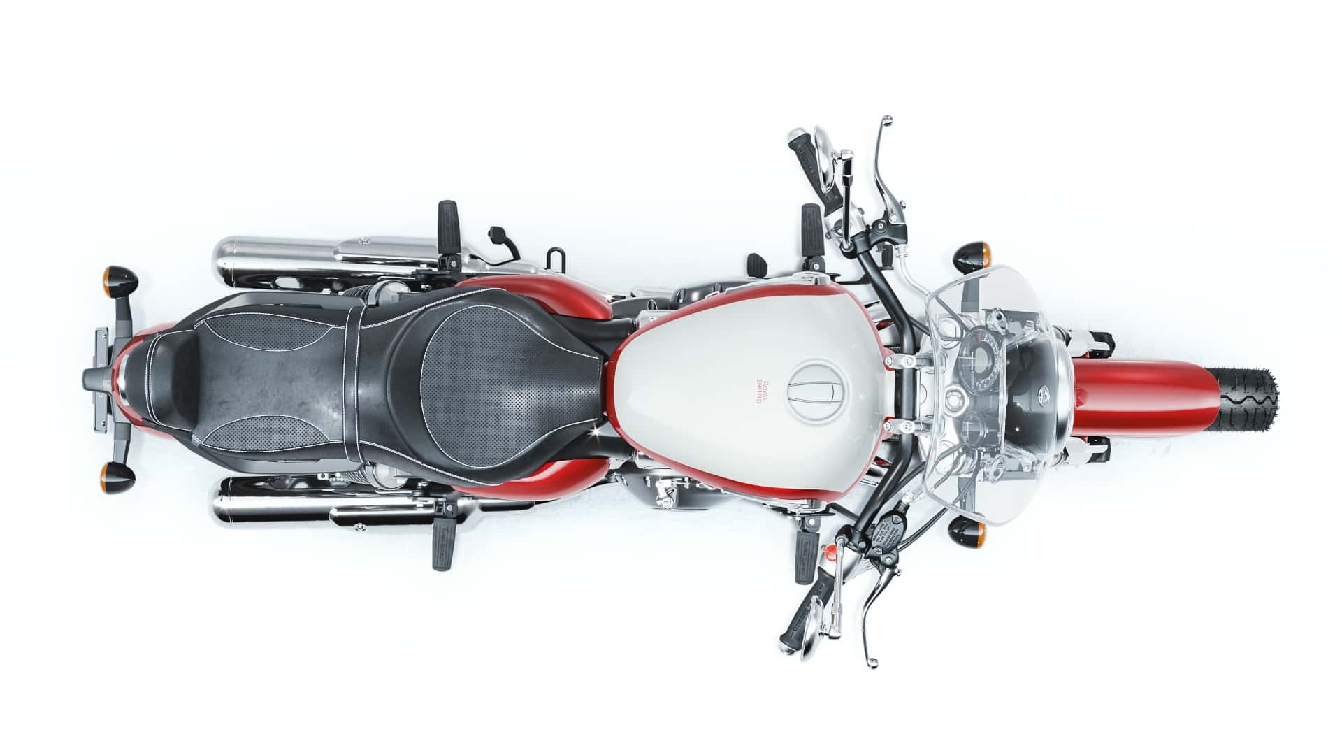 2023 royal enfield super meteor 650 celestial red overhead view